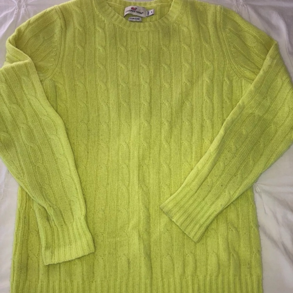 Vineyard Vines Yellow Cashmere Cable knit small